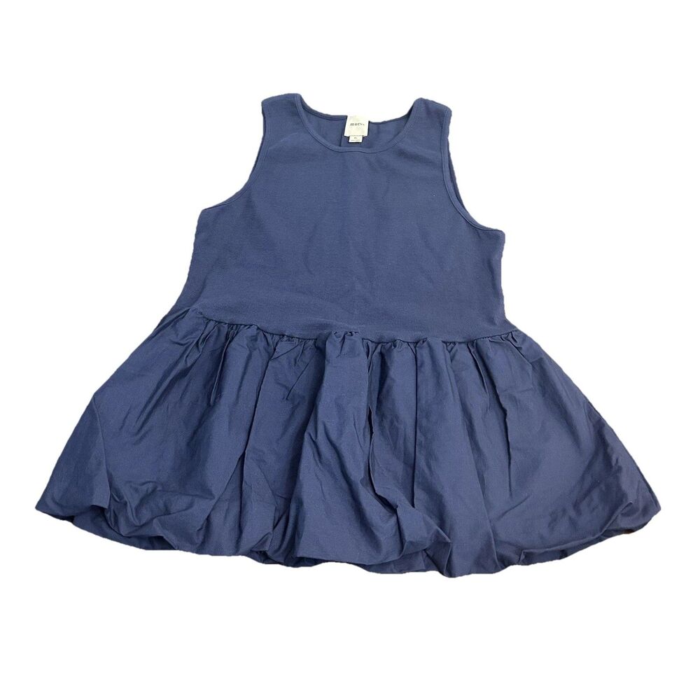 Maeve Bubble Peplum Tank in Navy Blue Rubbed Stretch Cotton - Size XL